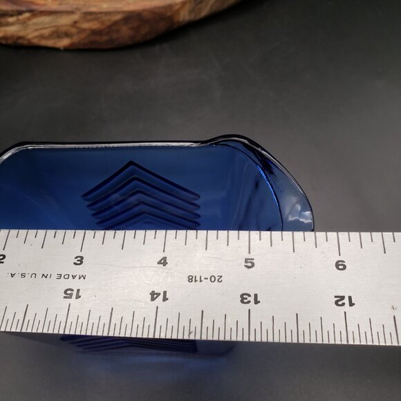 Hazel Atlas Cobalt Blue Chevron Arrow Creamer 1930s Vintage Depression Glass USA - Picture 9 of 9